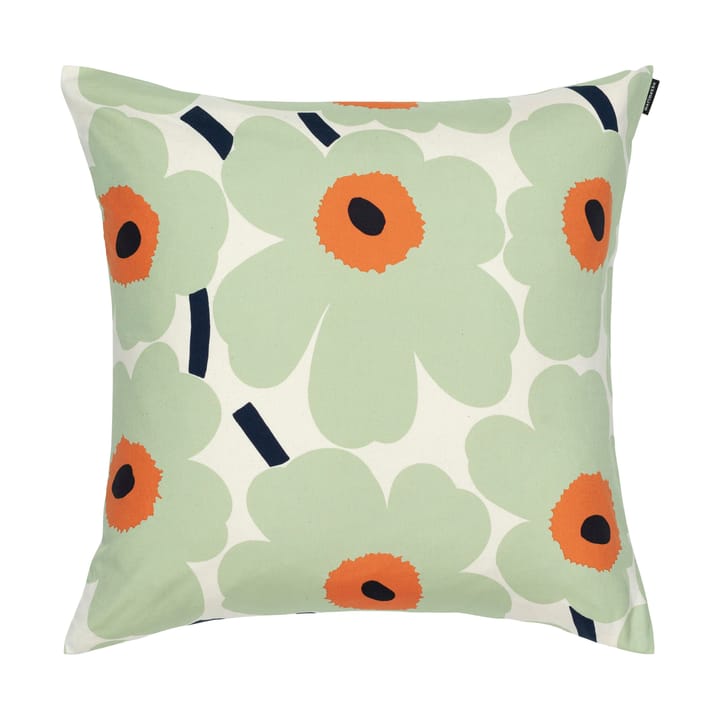 Pieni Unikko cushion cover 50x50 cm - Cotton-sage-warm orange - Marimekko
