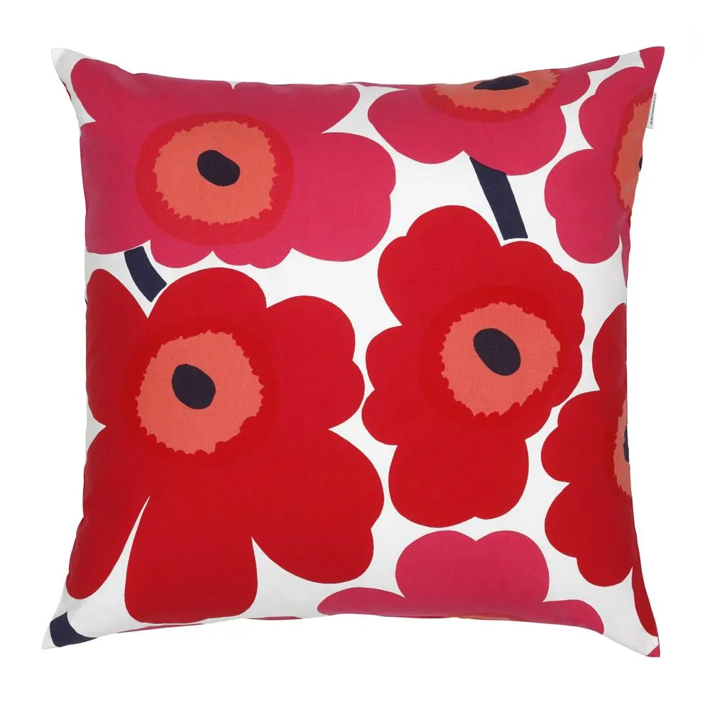 Pieni Unikko cushion cover 50x50 cm, red-navy blue