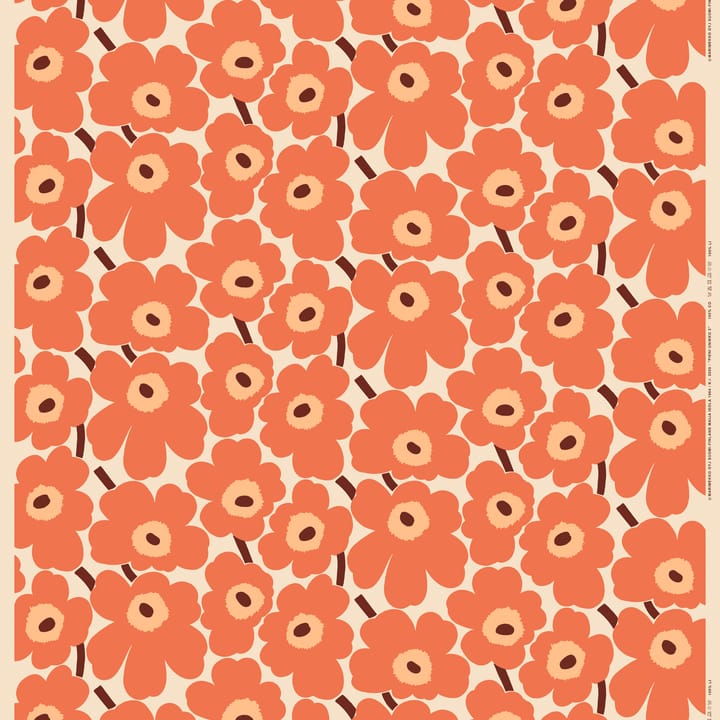 Pieni Unikko fabric cotton - Beige-orange-brown - Marimekko