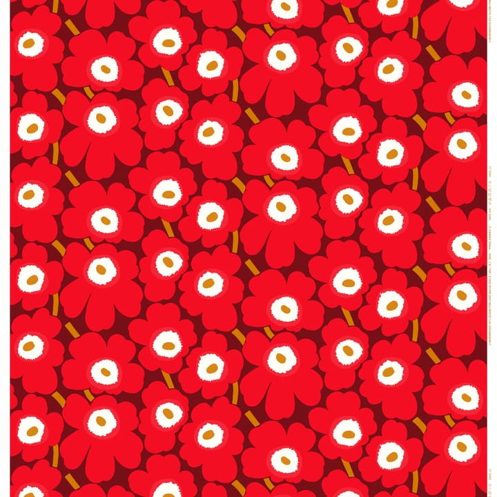 Pieni Unikko fabric cotton - dark red-light grey-brown - Marimekko