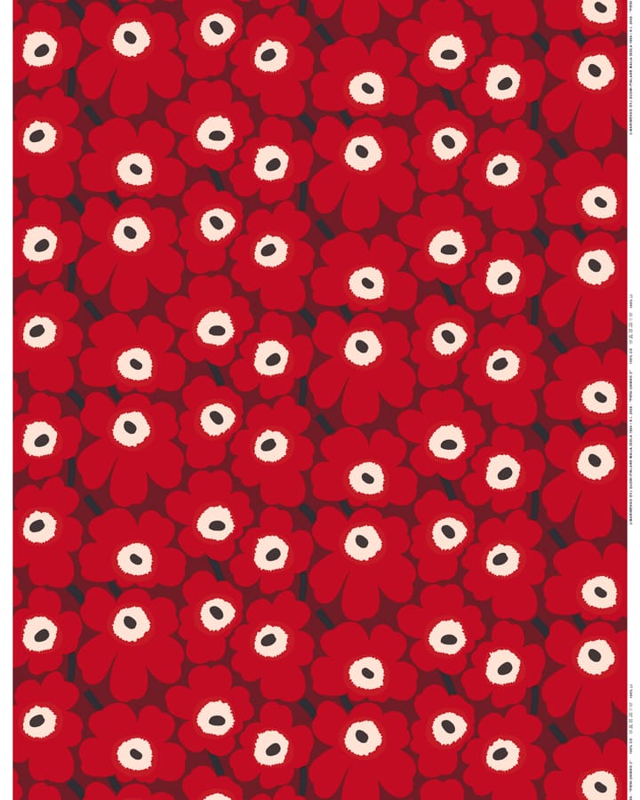 Pieni Unikko fabric cotton - Dark red-red-dark blue - Marimekko