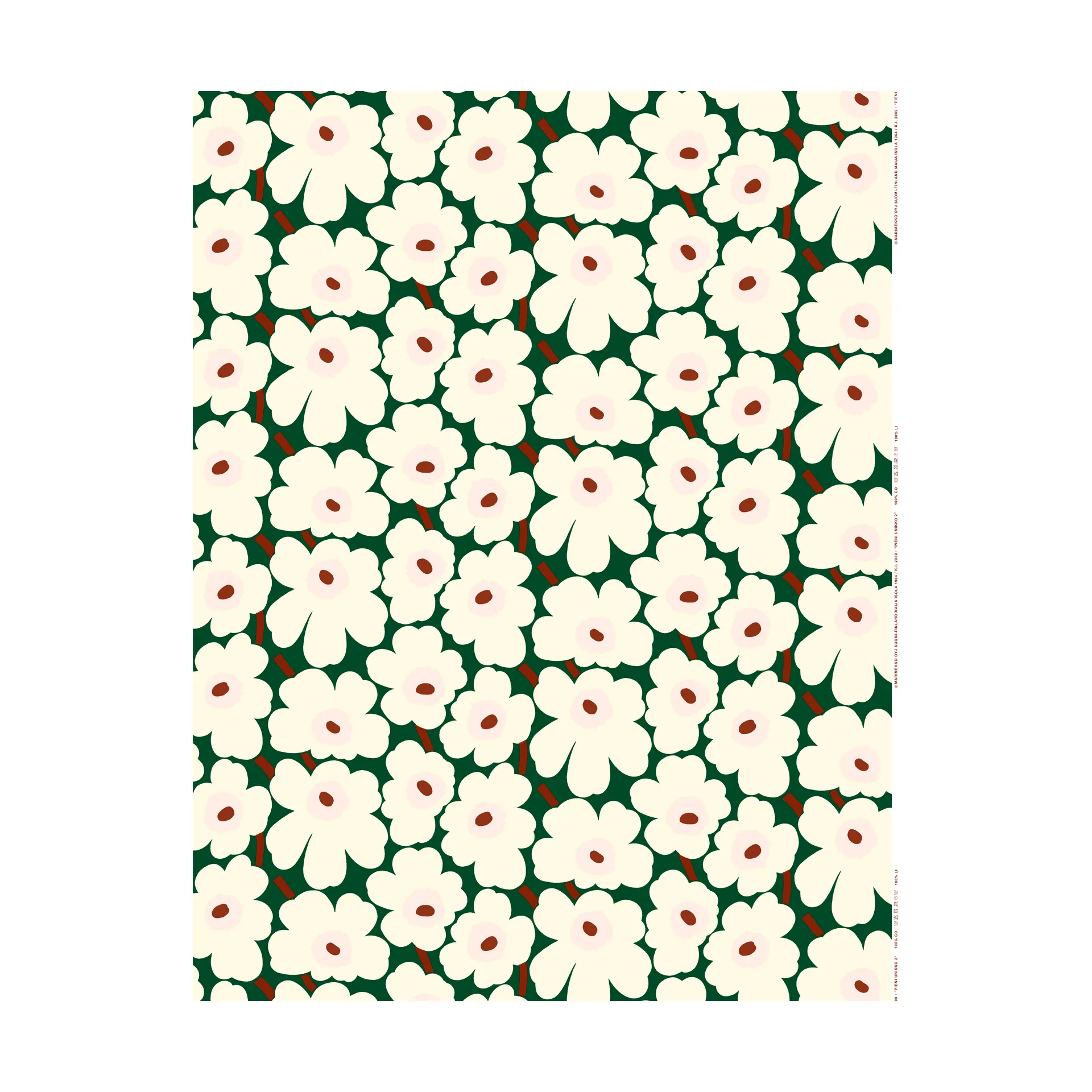 Pieni Unikko fabric cotton, Green Marimekko