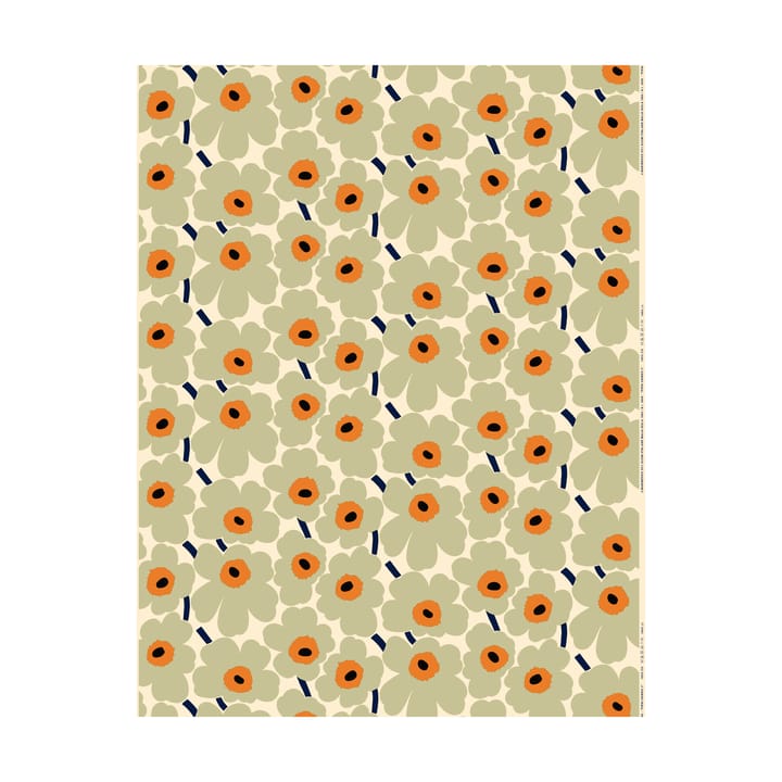 Pieni Unikko fabric cotton - Salvia-warm orange - Marimekko