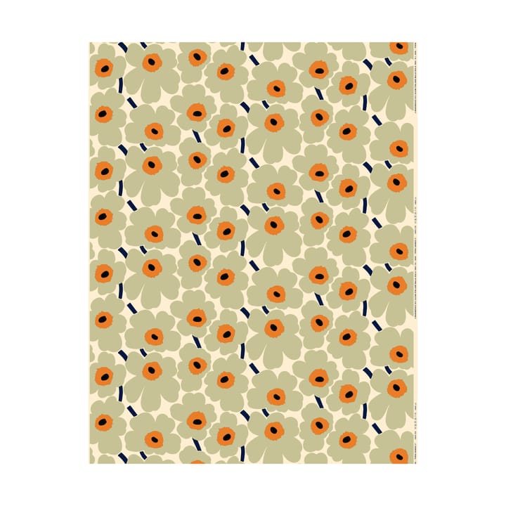 Pieni Unikko fabric cotton, Salvia-warm orange Marimekko