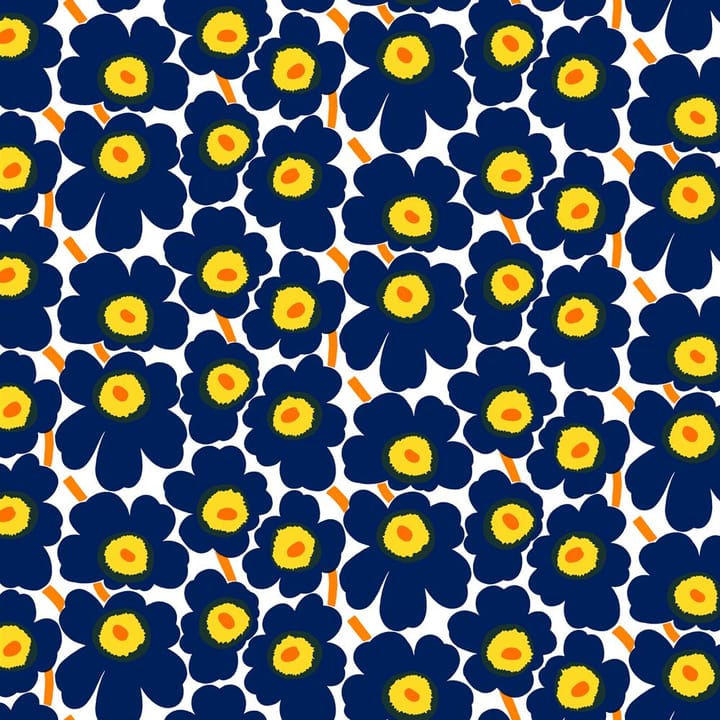 Pieni Unikko fabric cotton - white-blue-yellow - Marimekko