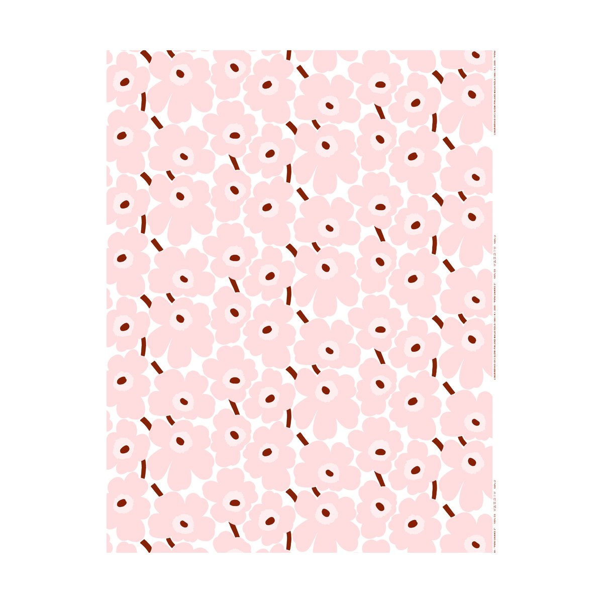 Marimekko Pieni Unikko fabric cotton White-pink-chestnut