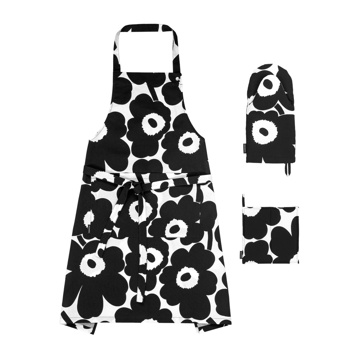 Marimekko Pieni Unikko kitchen textiles set White-black