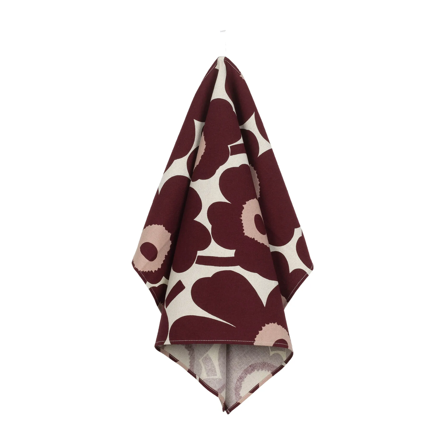 Pieni Unikko kitchen towel 43x70 cm, cotton-burgundy-pink Marimekko
