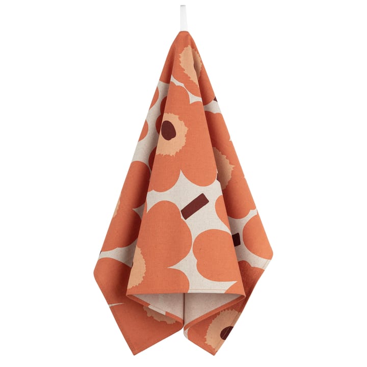 Pieni Unikko kitchen towel cotton linen 47x70 cm - Beige-orange-brown - Marimekko