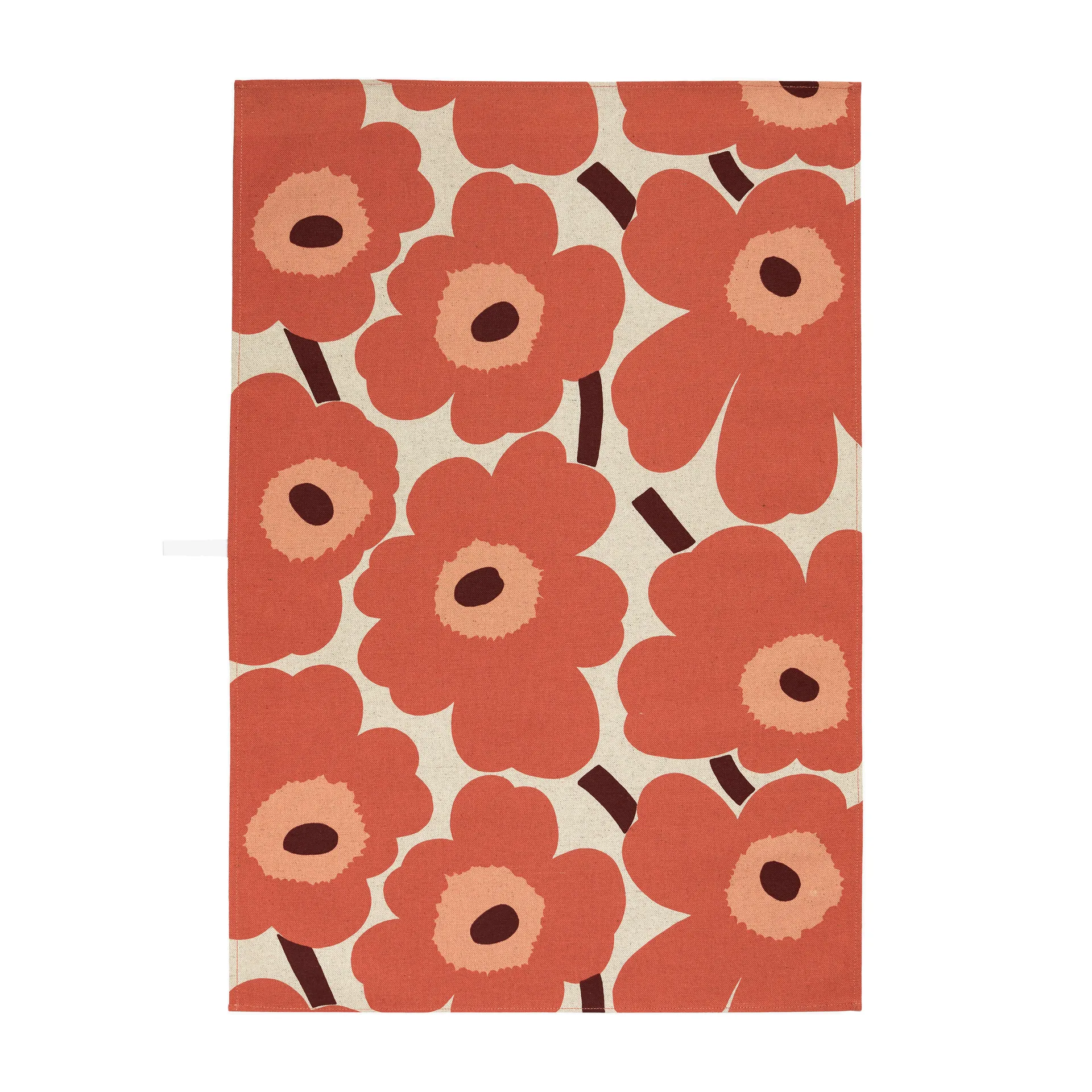 Pieni Unikko kitchen towel cotton linen 47x70 cm, Beige-orange-brown Marimekko