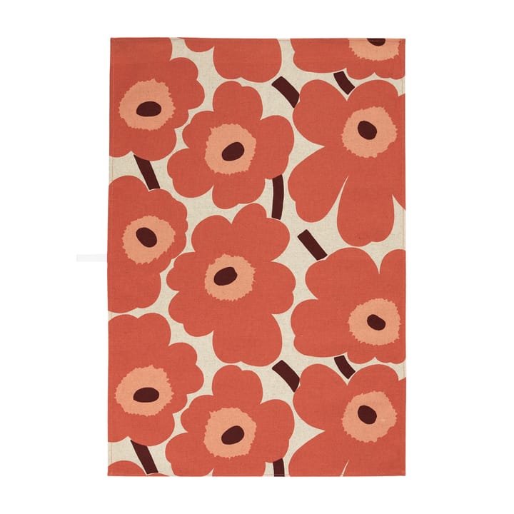 Pieni Unikko kitchen towel cotton linen 47x70 cm, Beige-orange-brown Marimekko