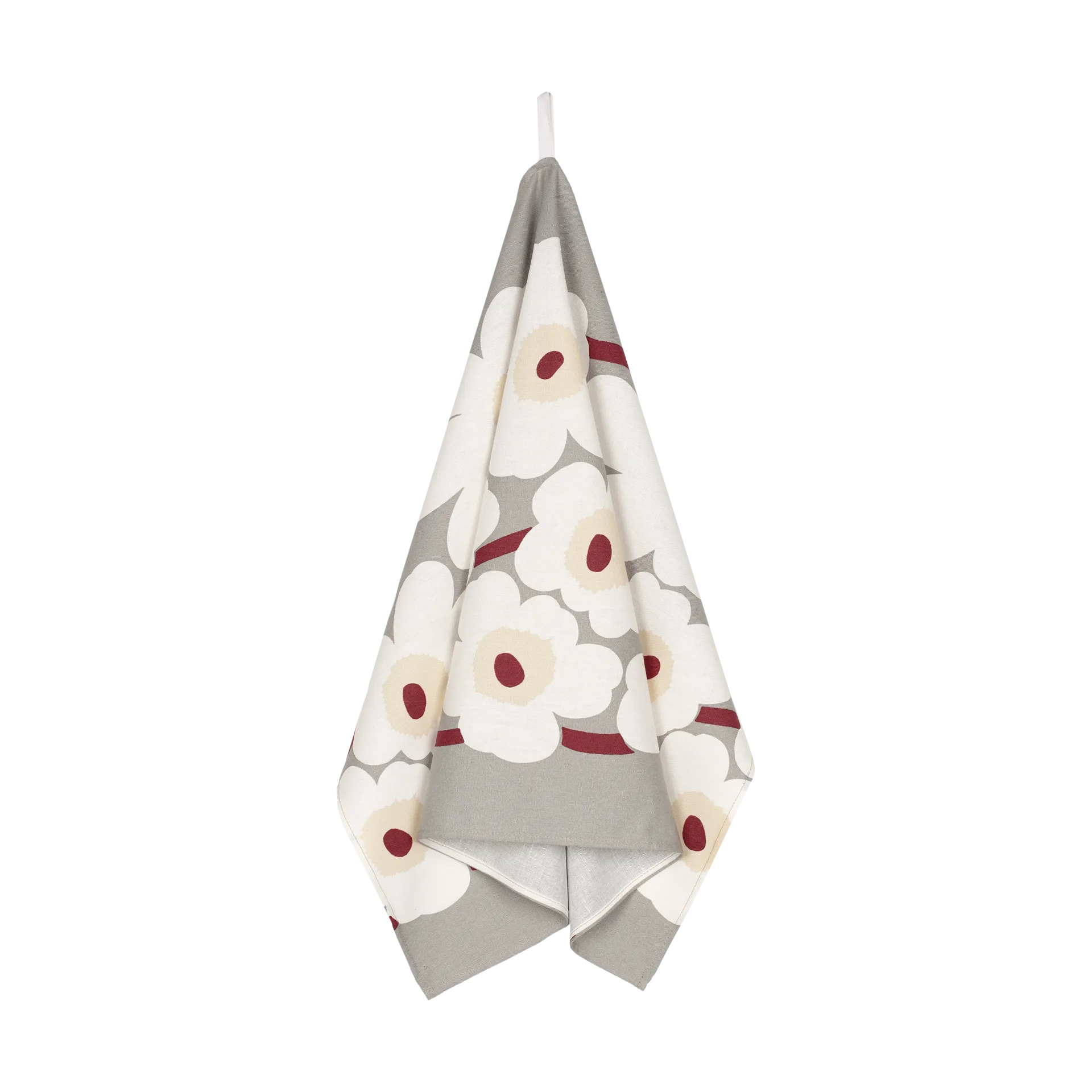 Pieni Unikko kitchen towel cotton-linnen 43x70 cm, L. grey-white-d. red-yellow Marimekko