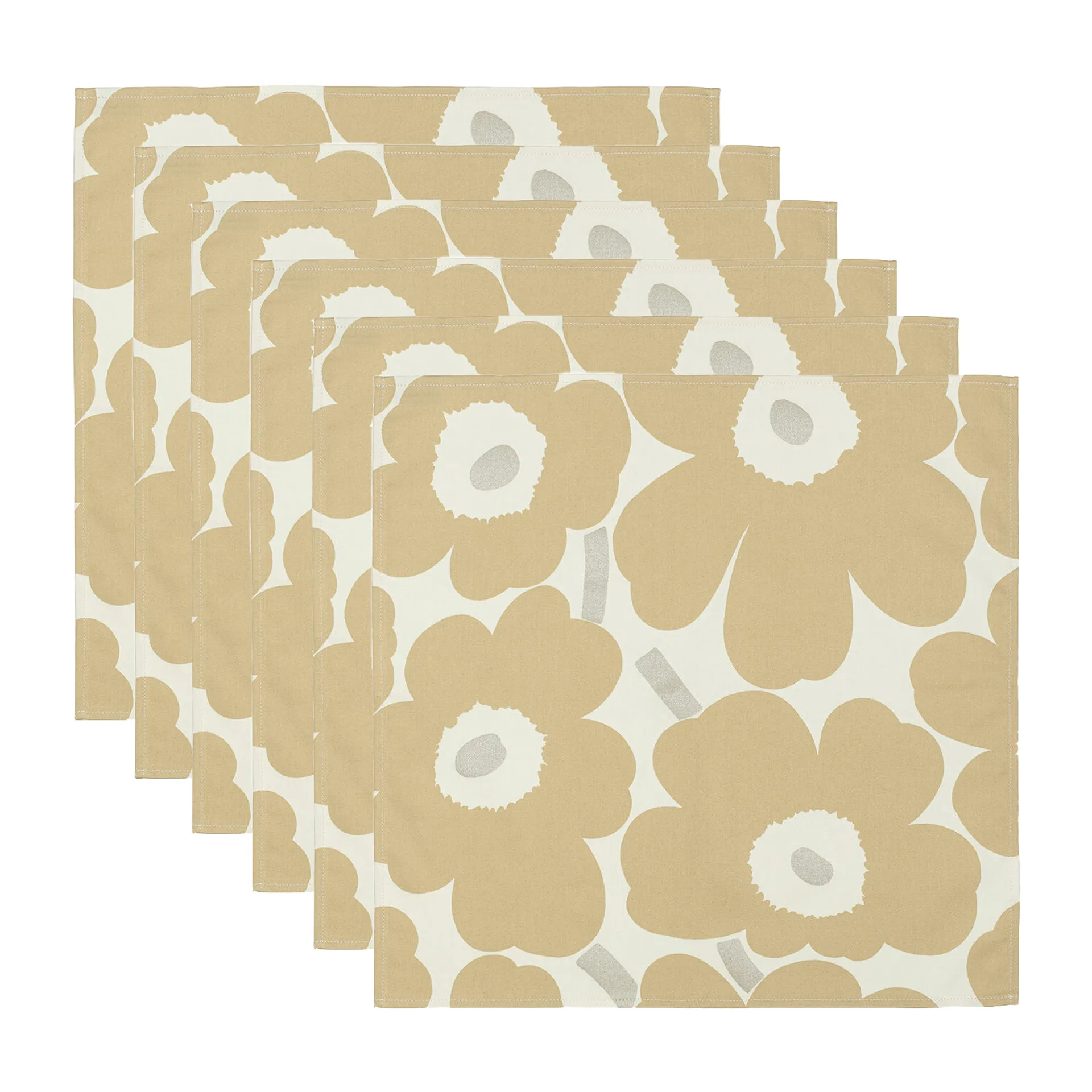 Pieni Unikko napkin 43x43 cm 6 pack, Beige-silver-white Marimekko