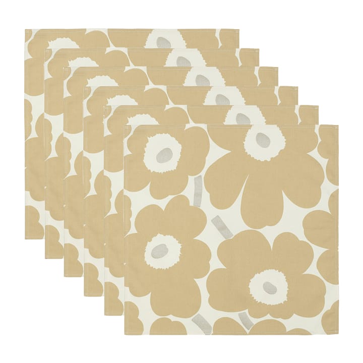 Pieni Unikko napkin 43x43 cm 6 pack - Beige-silver-white - Marimekko