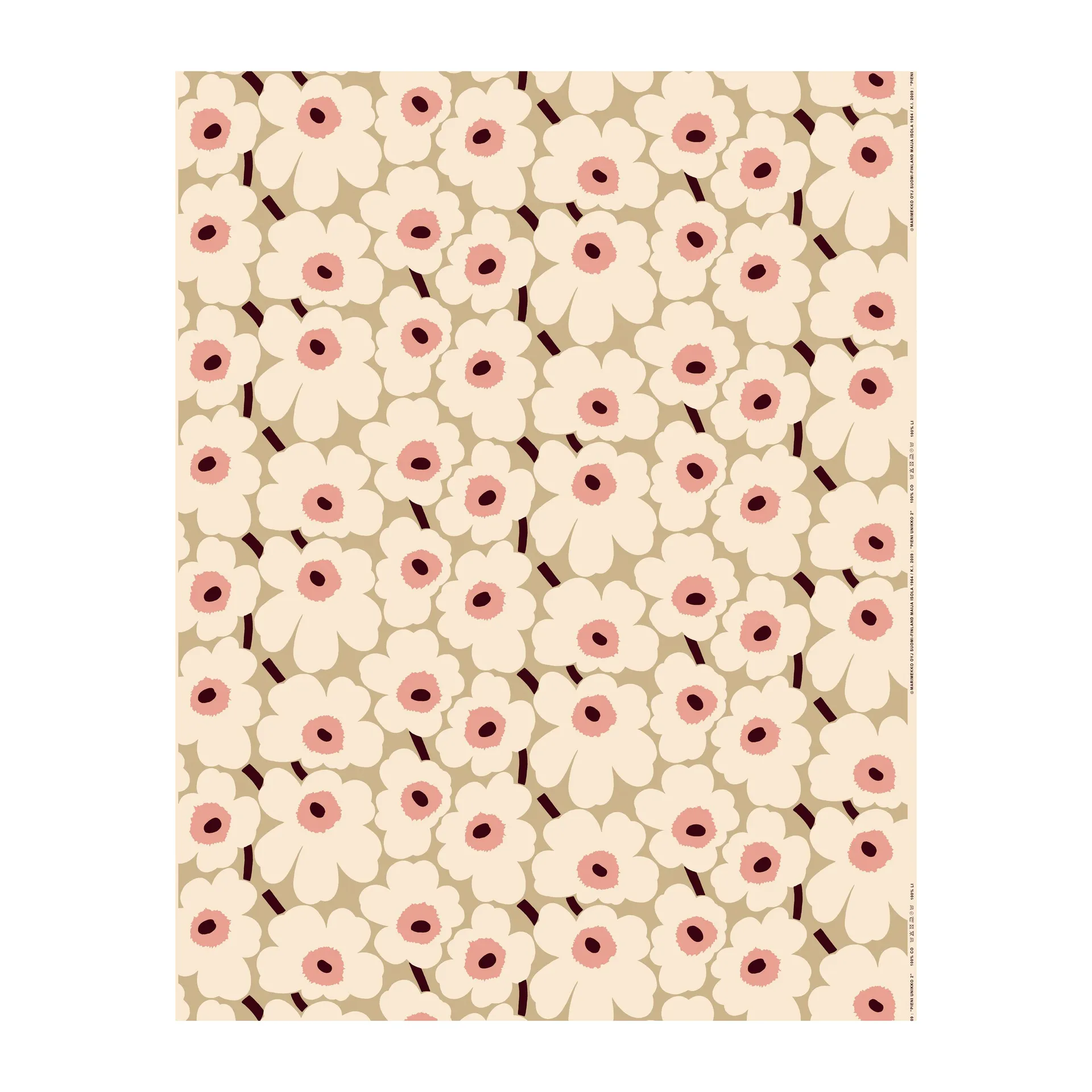 Pieni Unikko oilcloth, beige-cotton-pink Marimekko