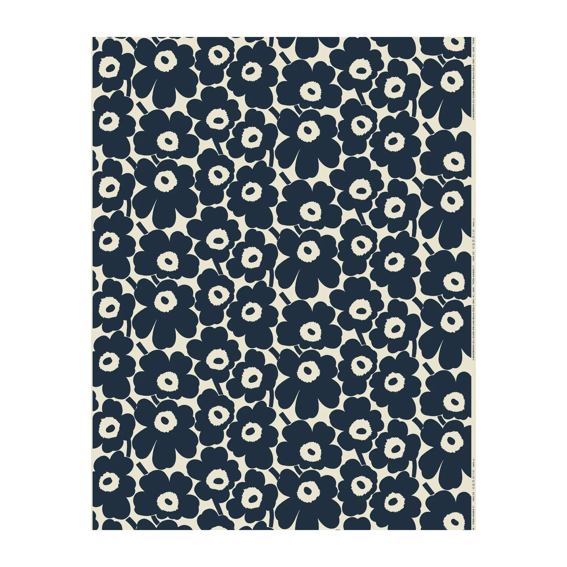 Pieni Unikko oilcloth, Dark blue-cotton Marimekko