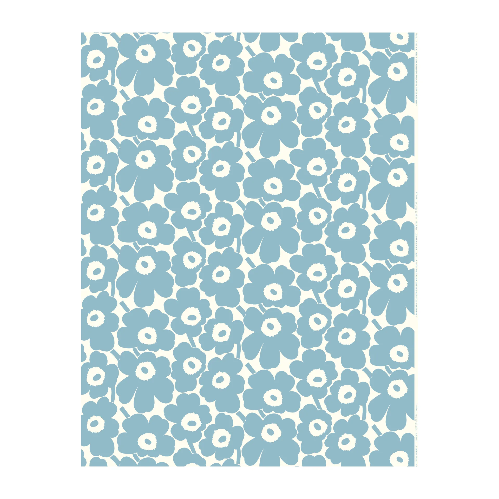 Pieni Unikko oilcloth, Off white-light blue Marimekko