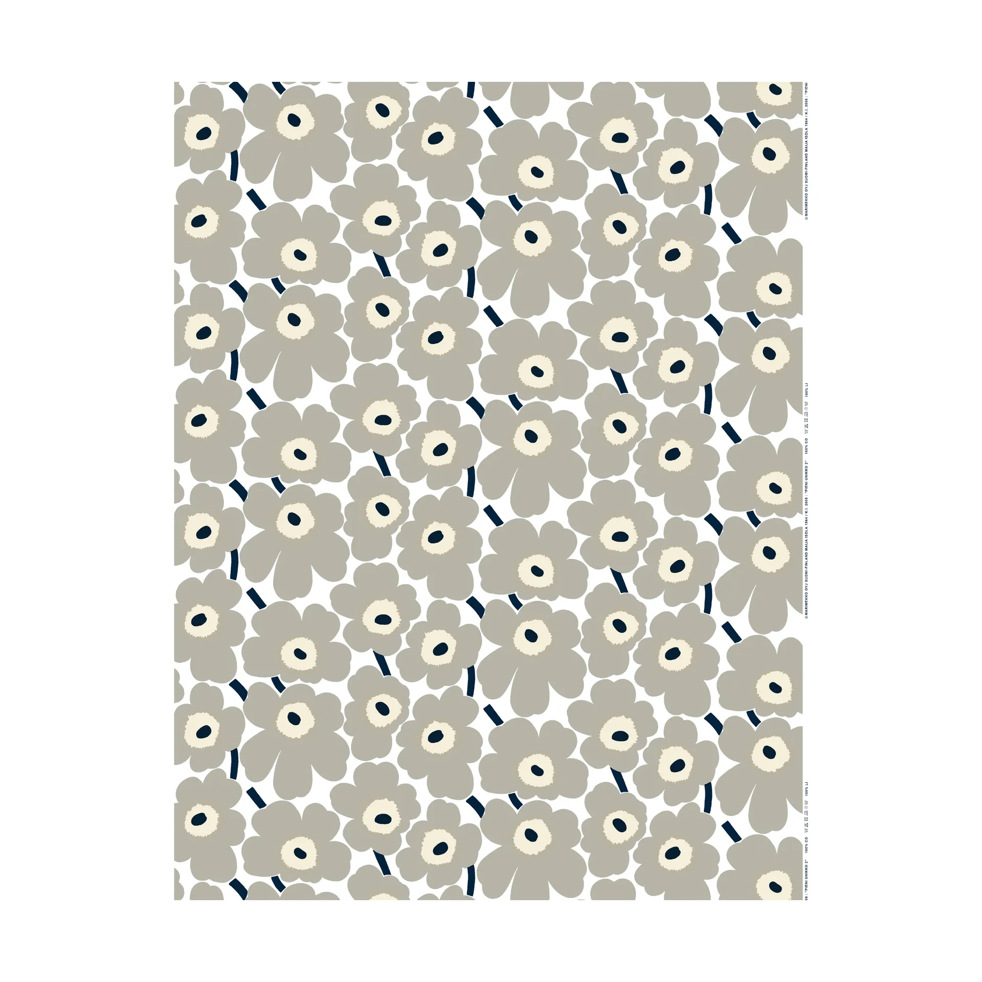 Pieni Unikko oilcloth, White-grey-sand-dark blue Marimekko
