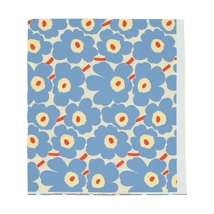 Pieni Unikko outdoor fabric - Off white-light blue-melon-orange red - Marimekko
