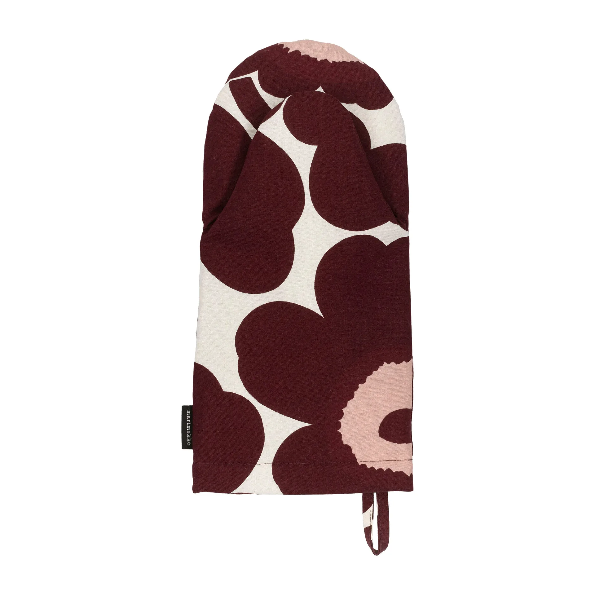 Pieni Unikko oven mitt, cotton-burgundy-pink Marimekko