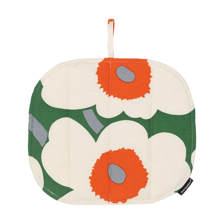 Pieni Unikko pot holder 21,5x21,5 cm - Green-cotton-orange - Marimekko
