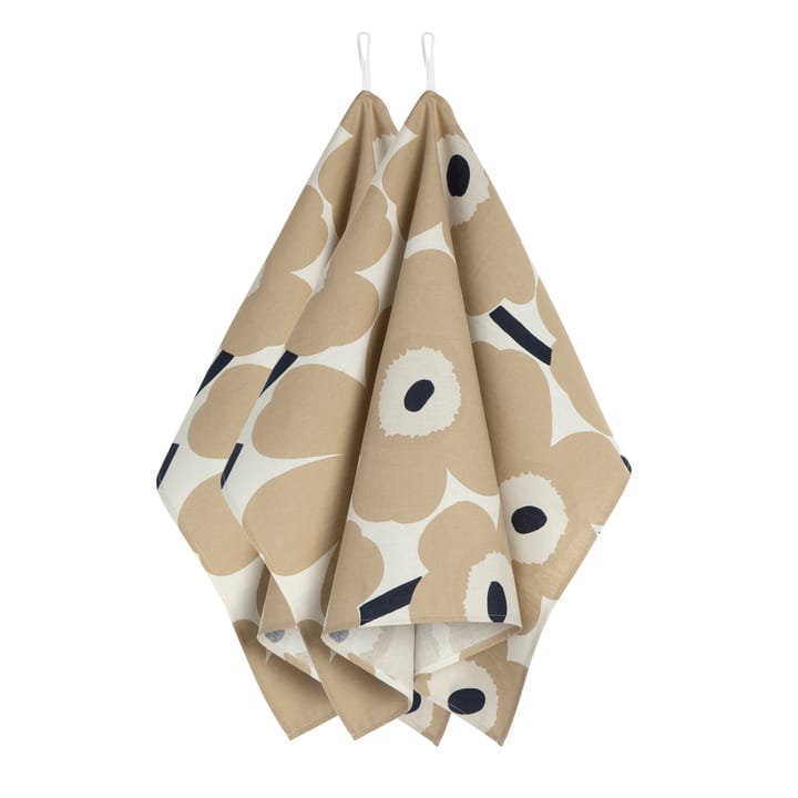 Pieni Unikko tea towel 2-pack - Off white-beige-blue - Marimekko