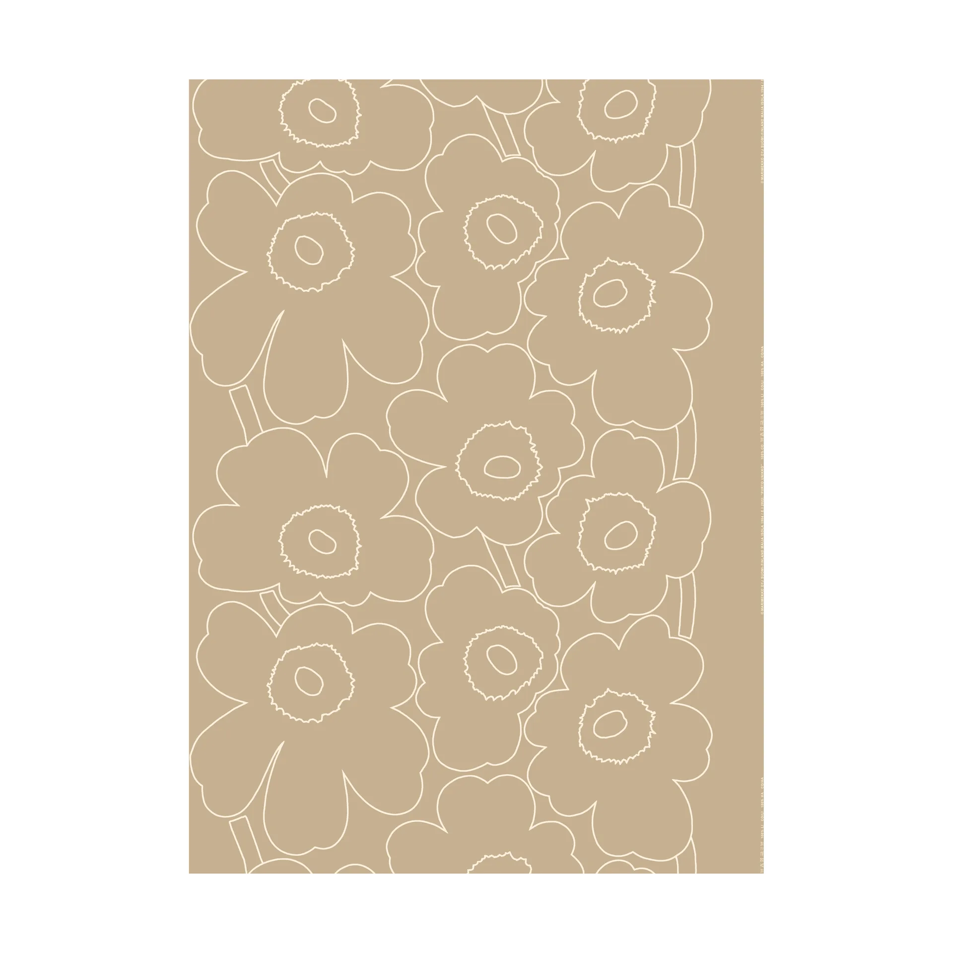 Piirto Unikko fabric unbleached linen, Linen-white Marimekko