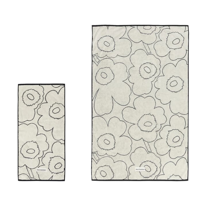 Piirto Unikko towel set 2 pieces - Ivory-black - Marimekko