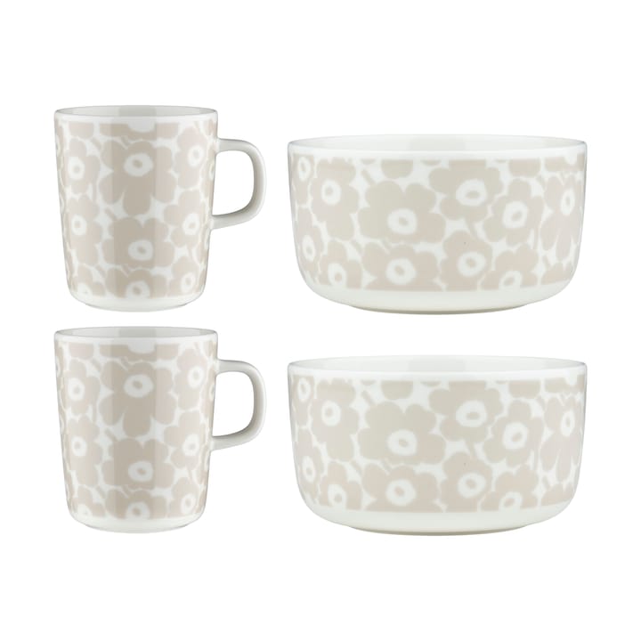 Pikkuinen Unikko breakfast set 4 pieces - White-straw - Marimekko