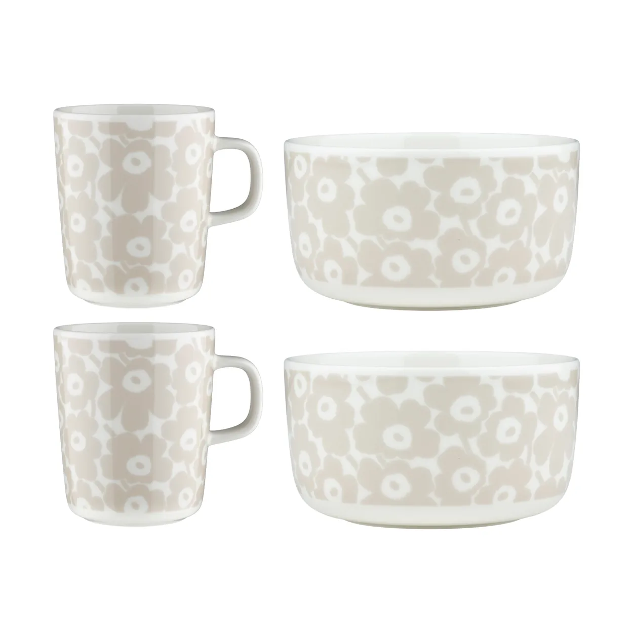Marimekko Pikkuinen Unikko breakfast set 4 pieces White-straw