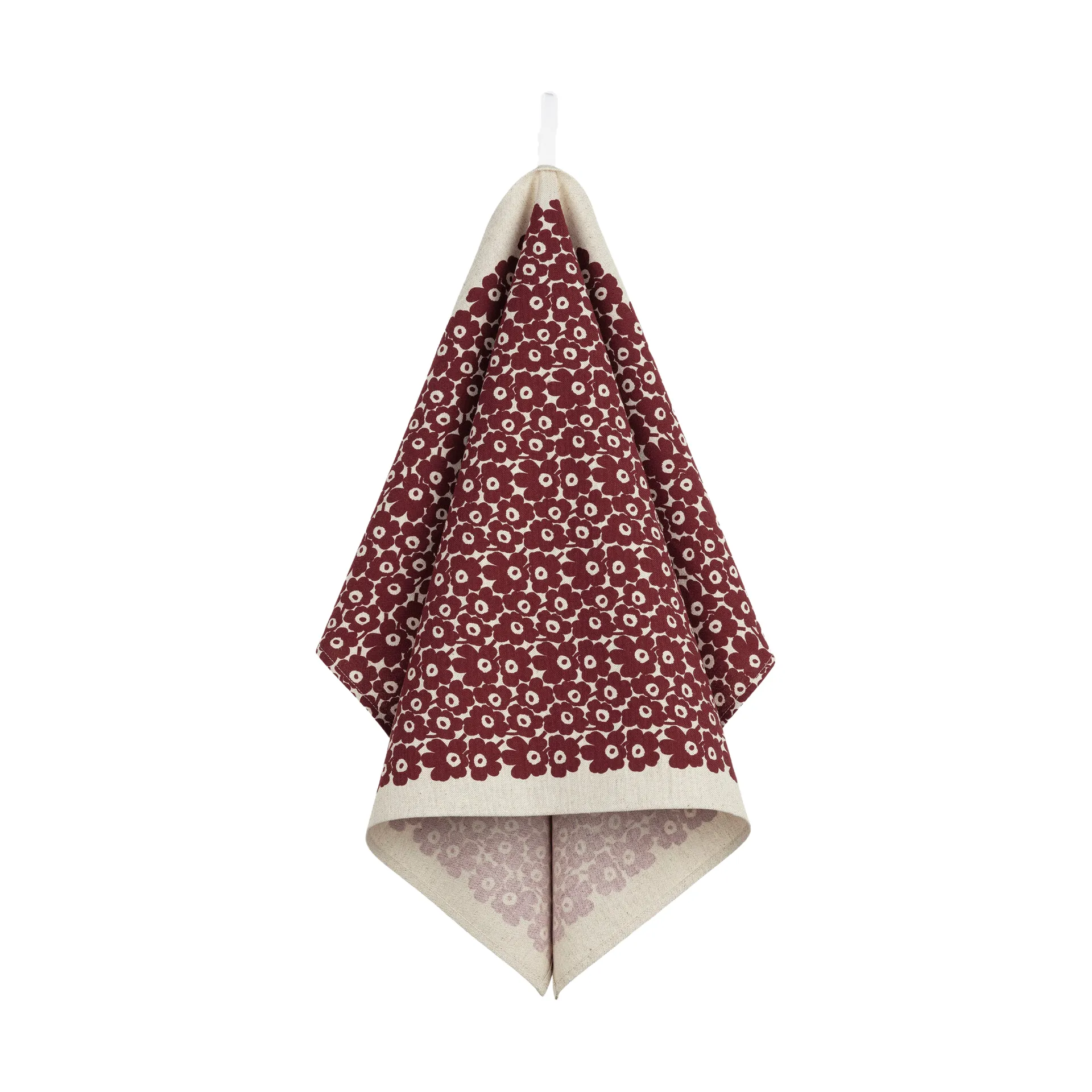 Pikkuinen Unikko kitchen towel 47x70 cm, Linen-burgundy Marimekko
