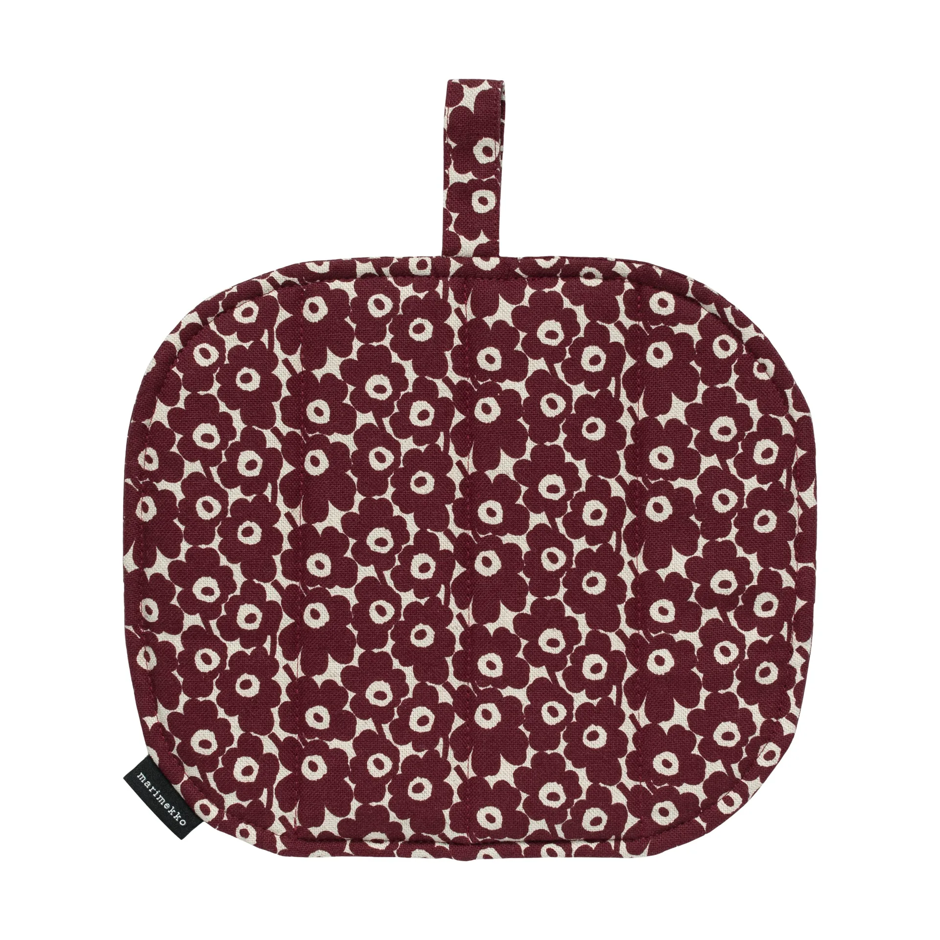 Pikkuinen Unikko pot holder 21.5x21.5 cm, Linen-burgundy Marimekko