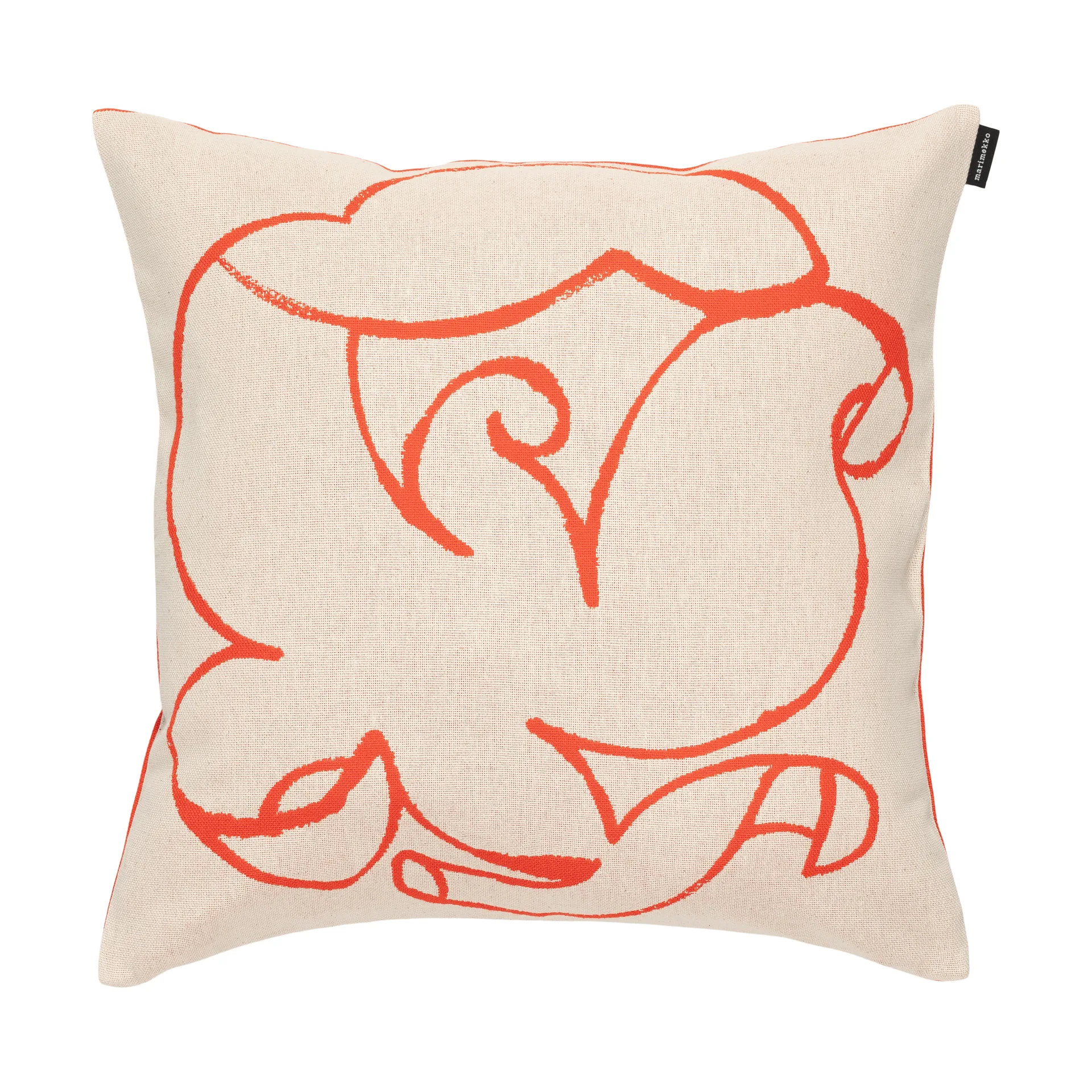 Pistilla cushion cover 46x46 cm, Off-white - tomato red Marimekko