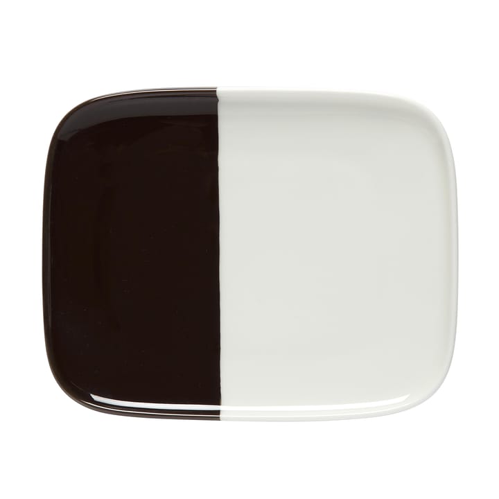 Puolikas plate 15x12 cm - white-dark brown - Marimekko