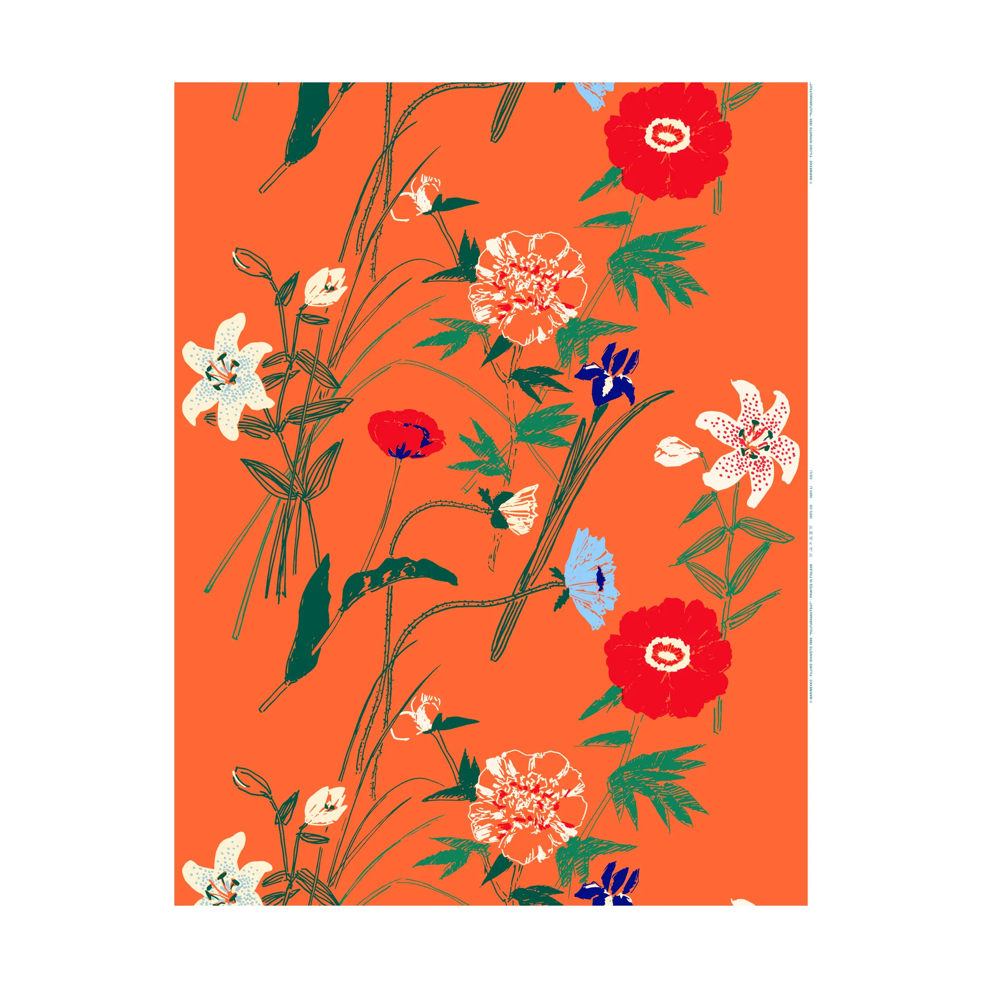 Puutarhakutsut cotton fabric, Orange Marimekko