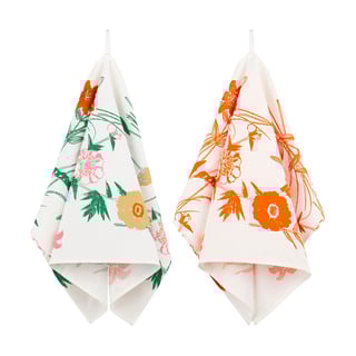 Marimekko Puutarhakutsut kitchen towel 2 pieces White-green-orange-beige