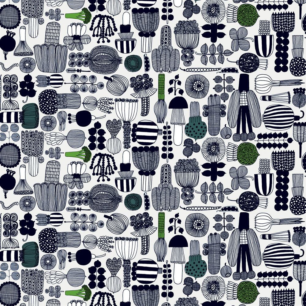Puutarhurin Parhaat oilcloth, black-green Marimekko