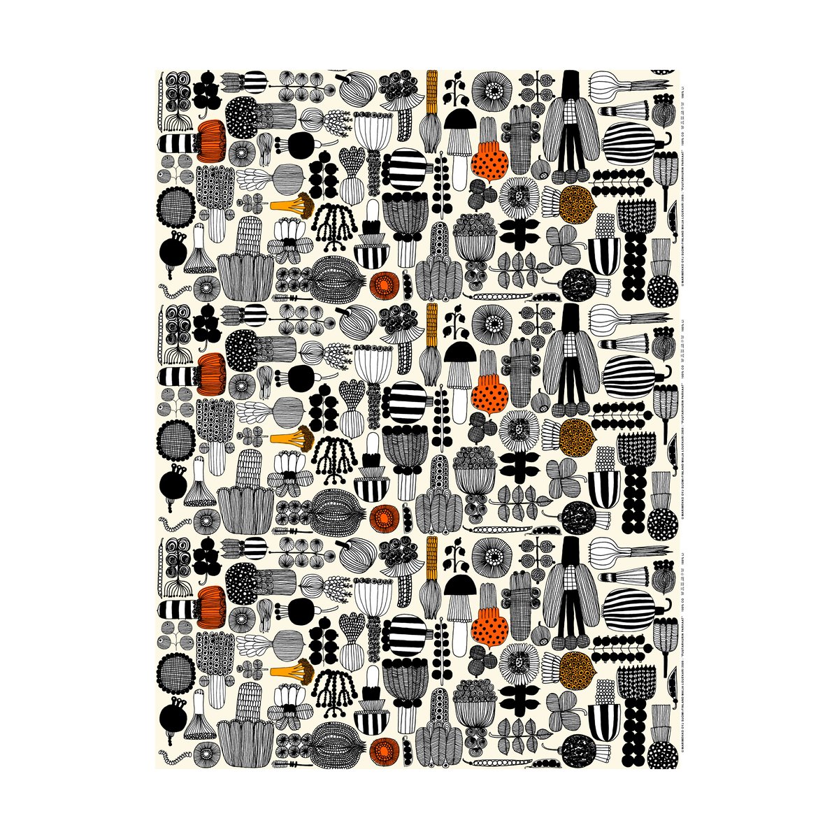 Marimekko Puutarhurin Parhaat oilcloth White-black-orange