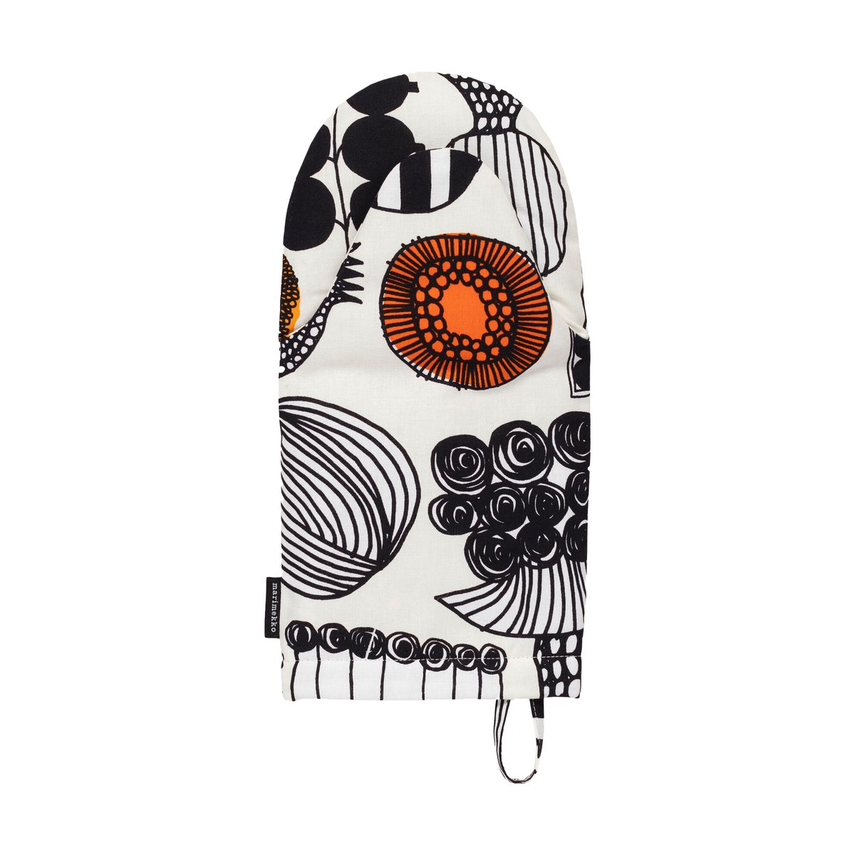 Marimekko Puutarhurin parhaat oven glove White-black-orange