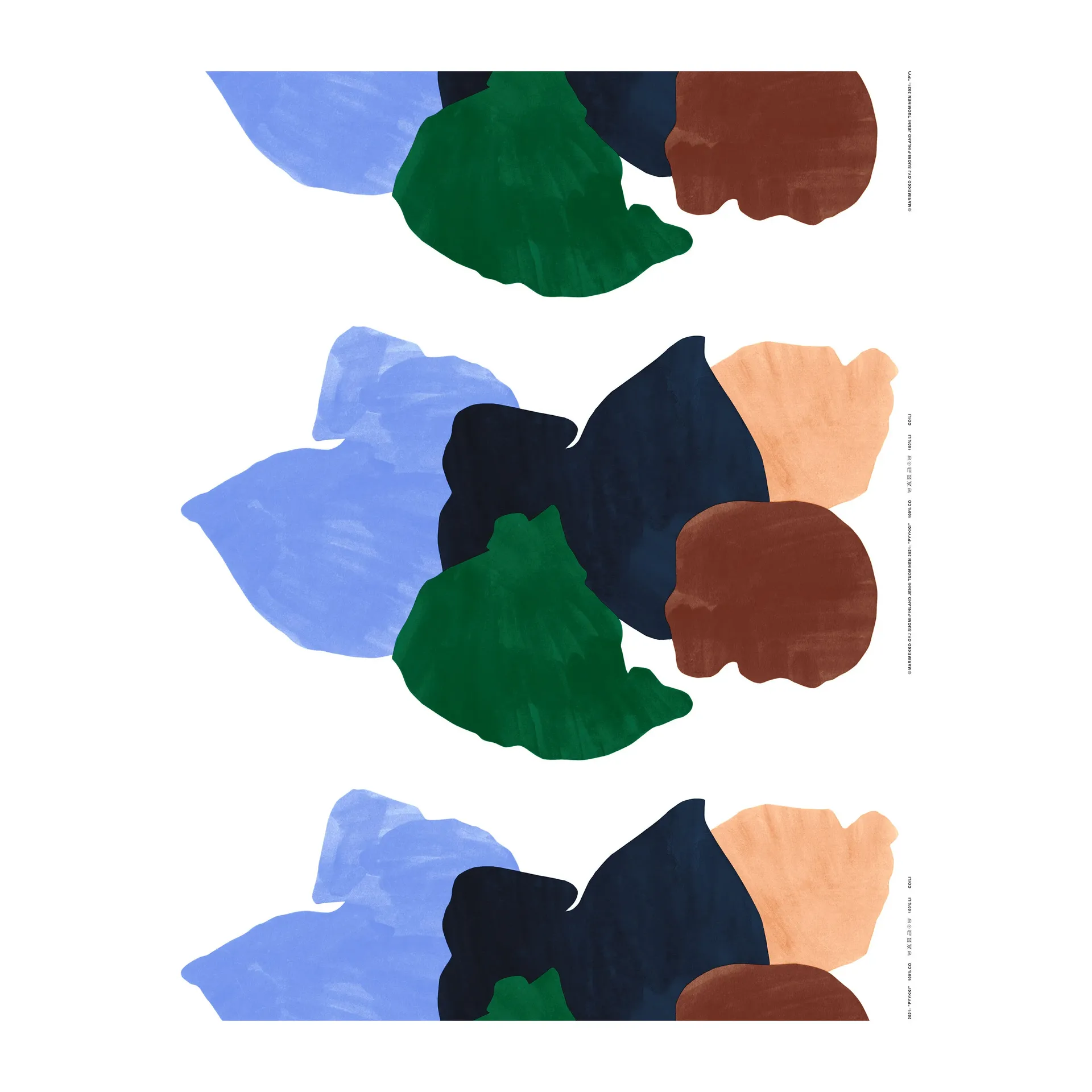 Pyykkipäivä material cotton-linen, White-blue-green Marimekko