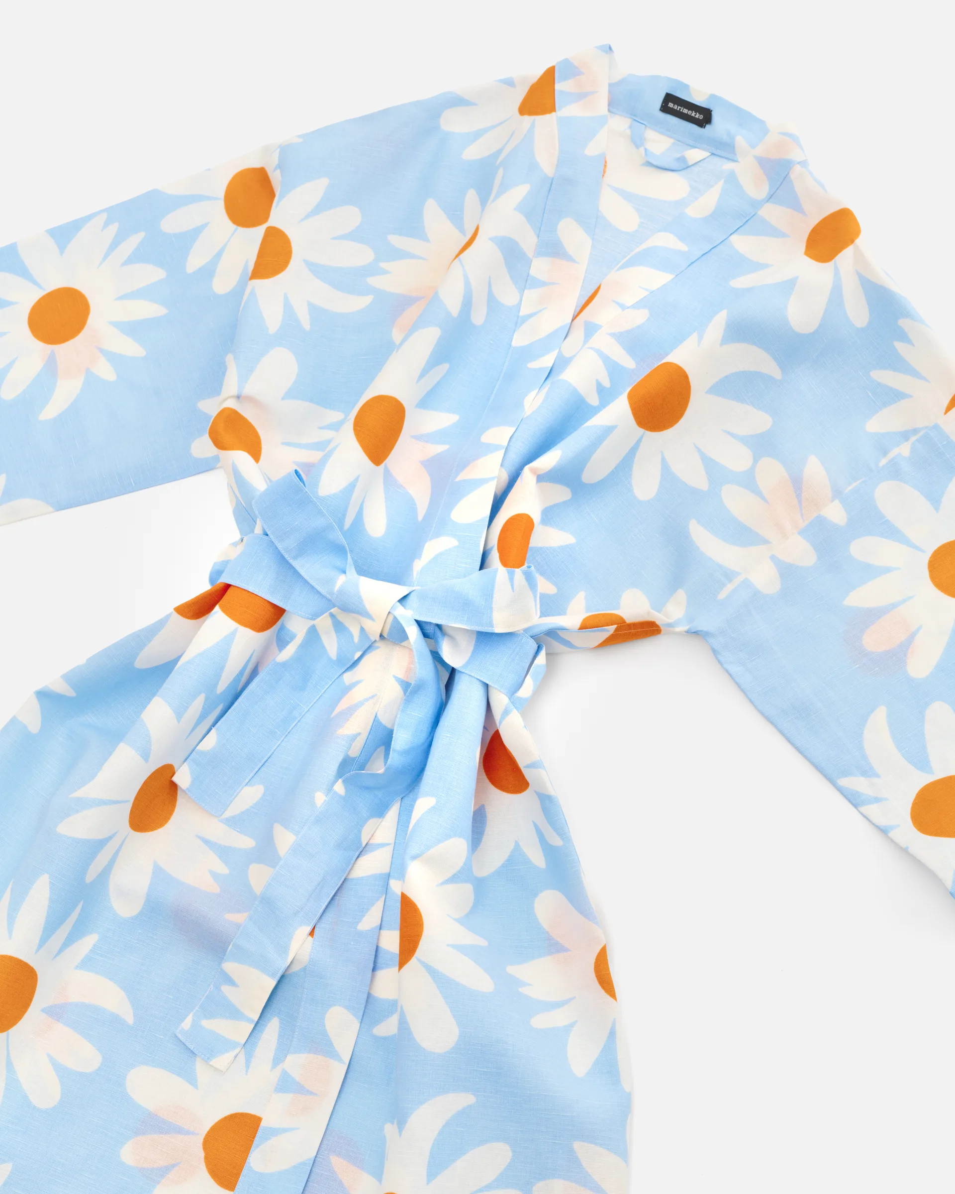 Rakastaa ei rakasta bathrobe, Orange-Off-white-light blue Marimekko