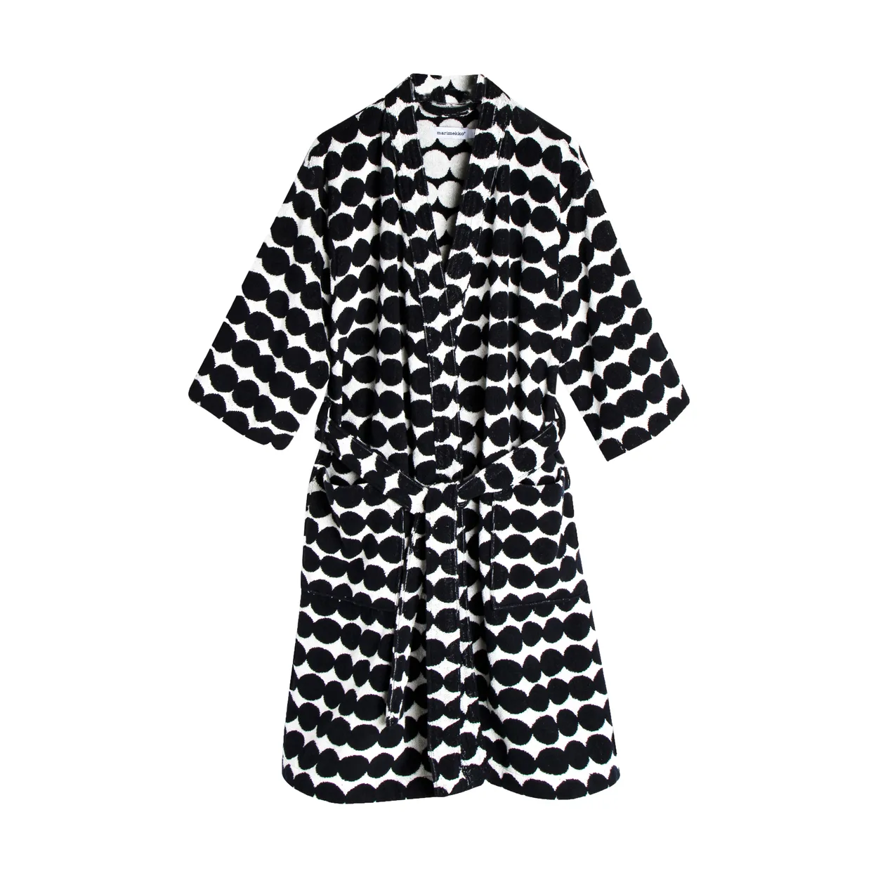Marimekko Räsymatto bathrobe Black-white, S | Scandinavian Design | Dressing gowns & bath robes | White