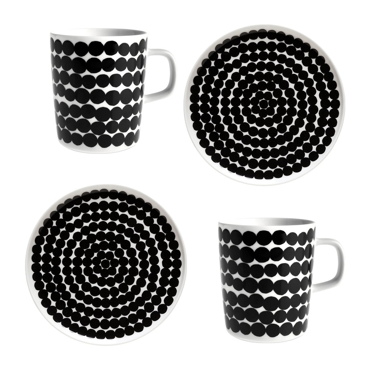 Marimekko Räsymatto breakfast set White-black | Scandinavian Design | Table settings & starter sets | Black