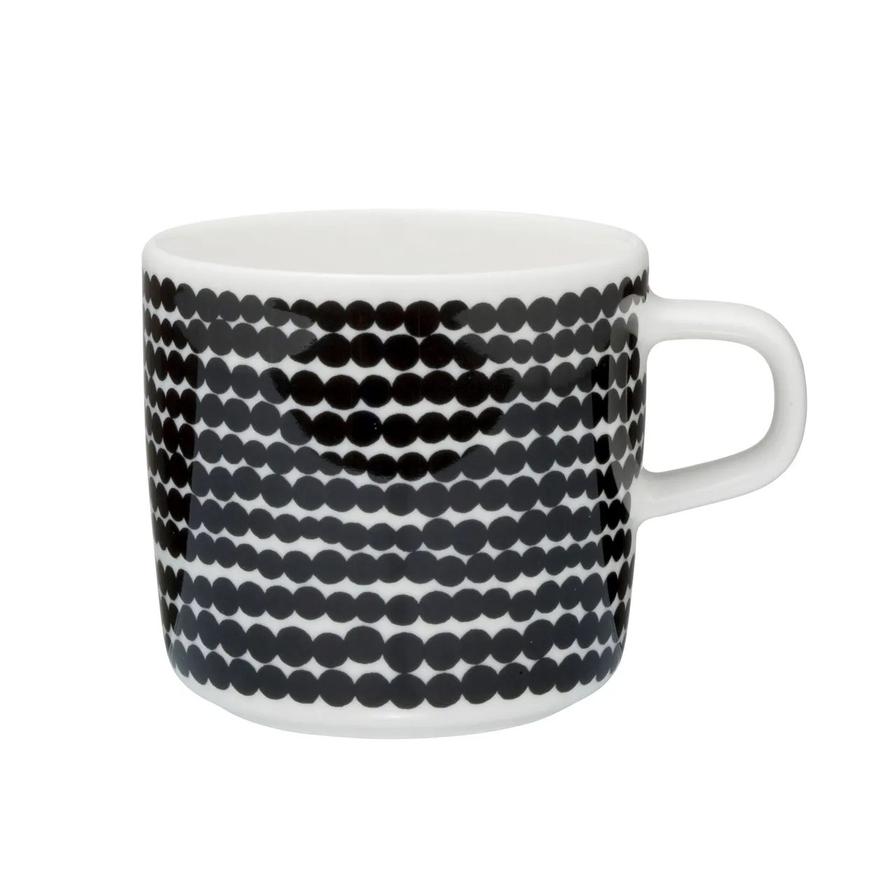 Marimekko Räsymatto coffee cup 20 cl black-white | Scandinavian Design | Coffee cups | Black