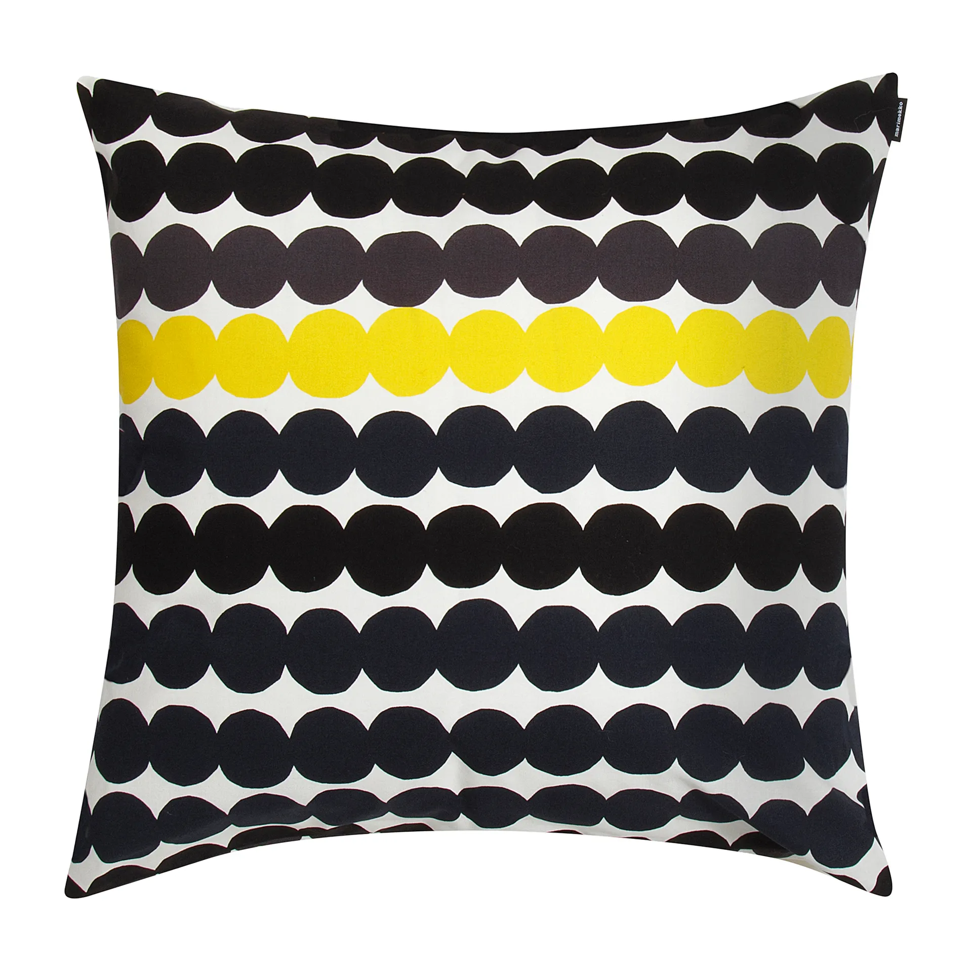Räsymatto cushion cover, black-grey-yellow Marimekko