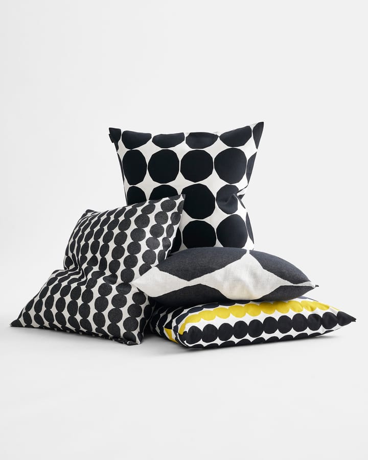 Räsymatto cushion cover, black-grey-yellow Marimekko