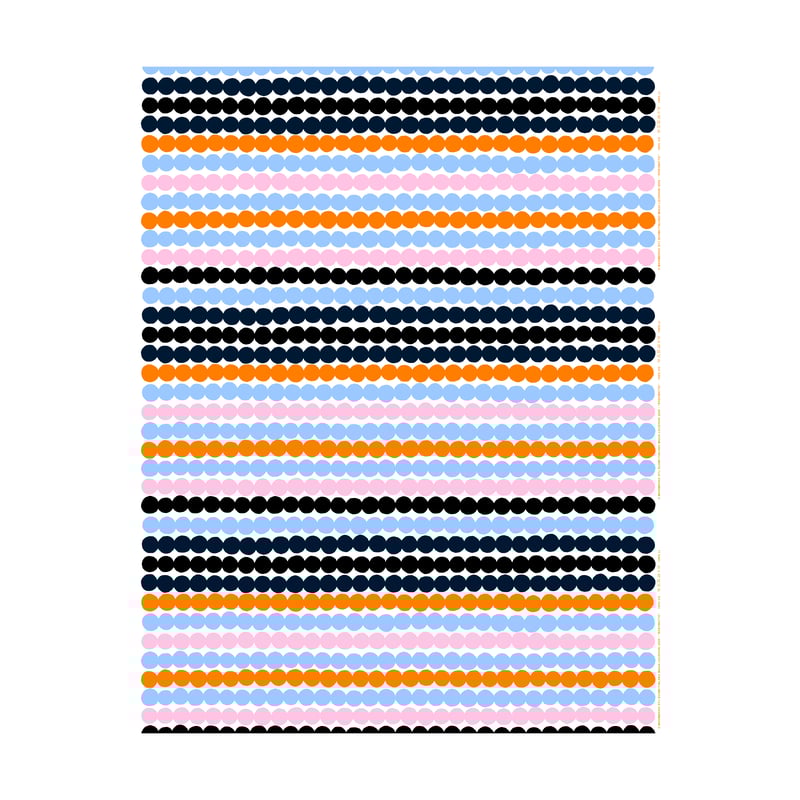 Marimekko Räsymatto fabric White-light blue-orange-pink