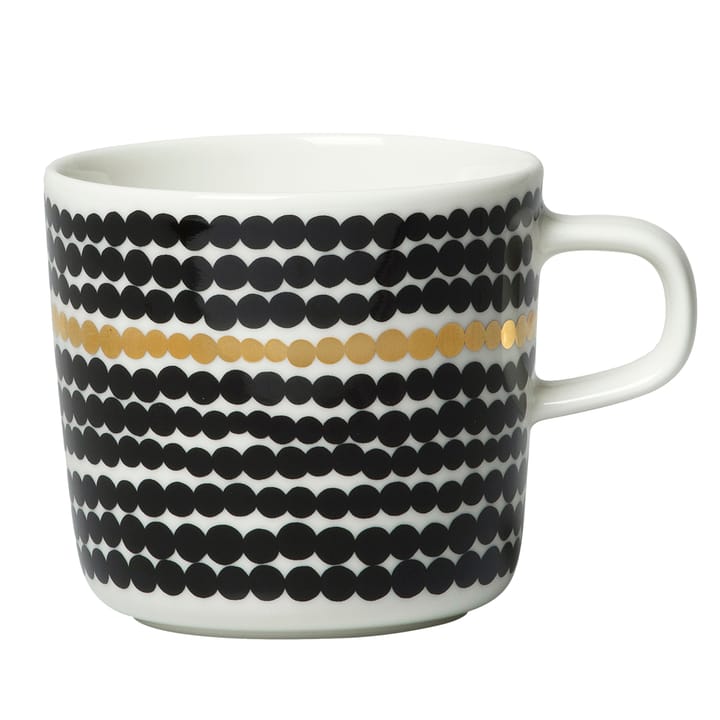 Räsymatto mug 10 years anniversary for Oiva - black and white-gold - Marimekko