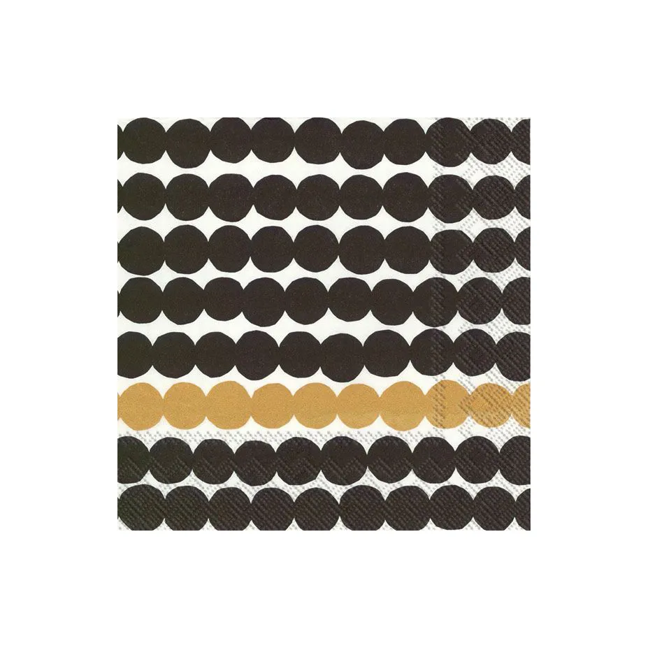 Räsymatto napkin 33x33 cm 20-pack, black-gold Marimekko