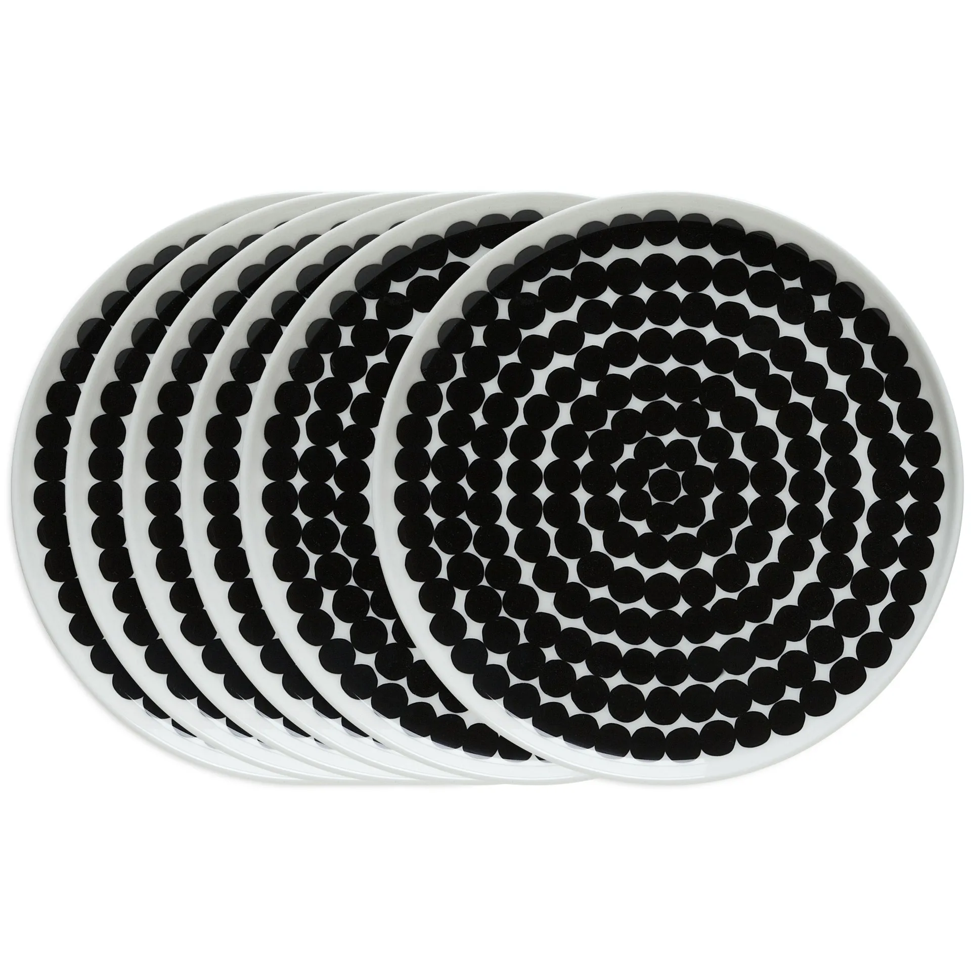 Räsymatto plate 20 cm, 6-pack black-white,  Marimekko